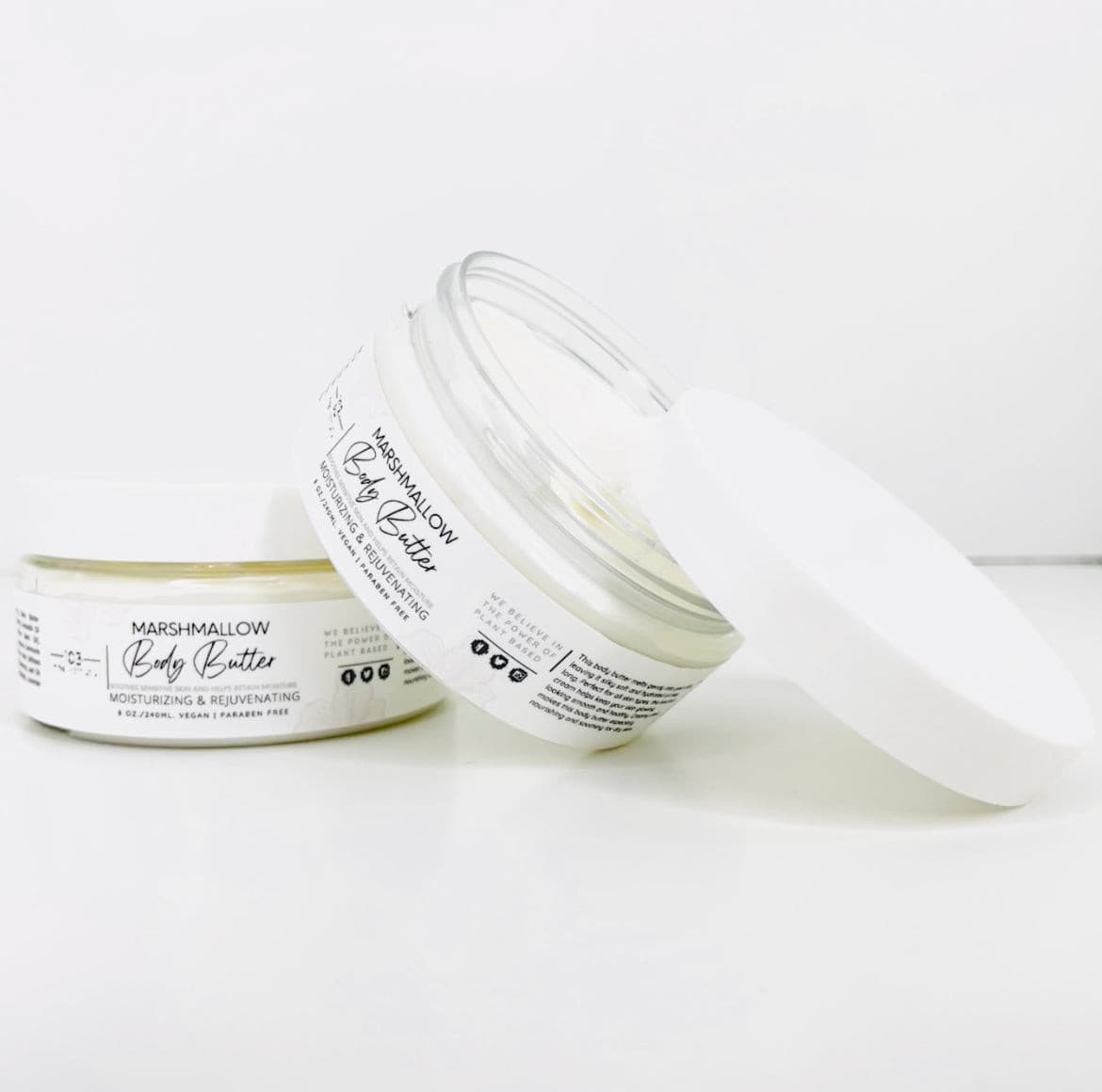 Marshmallow Body Butter duo, part of the Reset Bundle, designed for moisturizing and rejuvenating sensitive or eczema-prone skin.