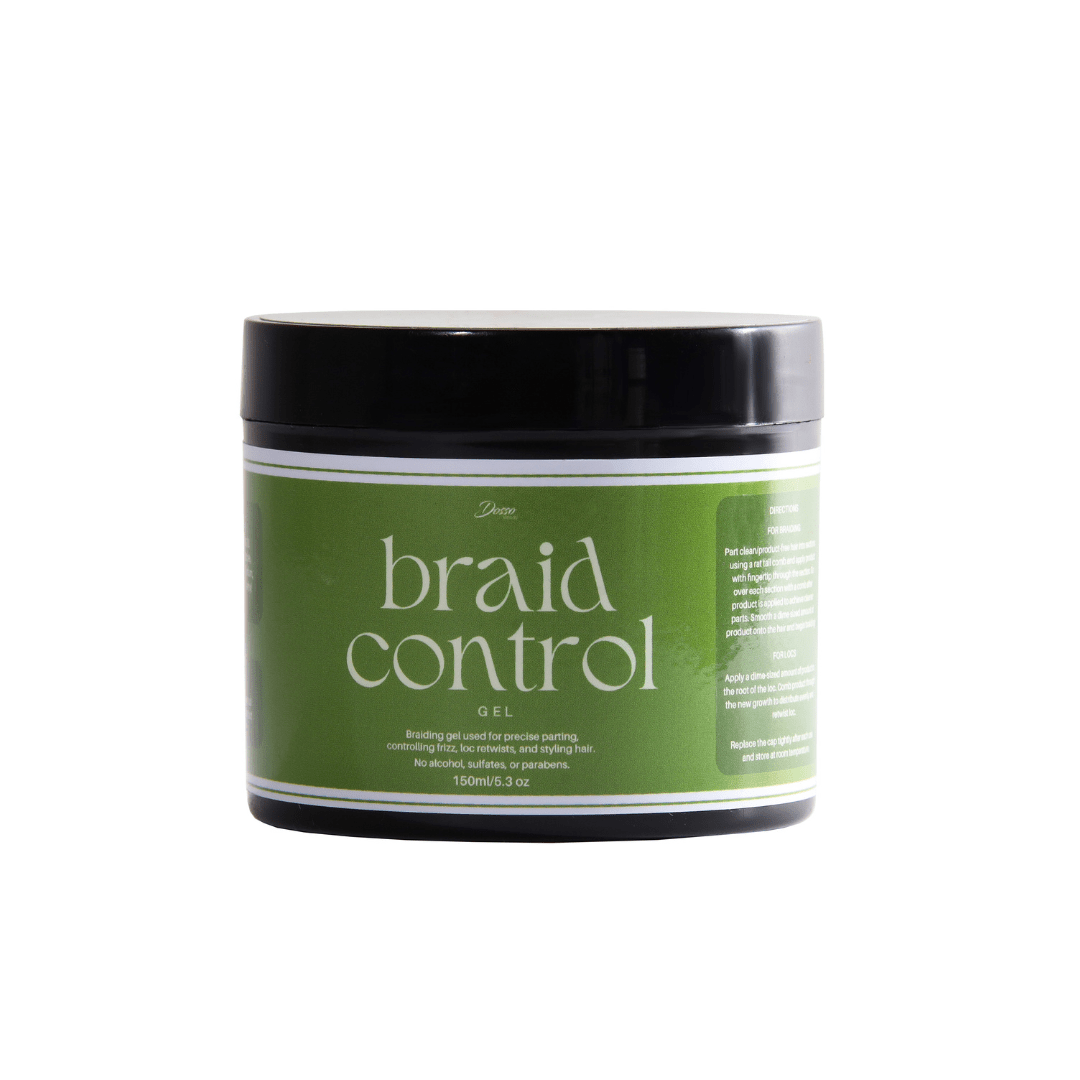 Dosso Beauty Braid Control Gel, firm-hold, alcohol-free, for braids, ponytails, locs, frizz control, humidity-resistant, 160ml jar